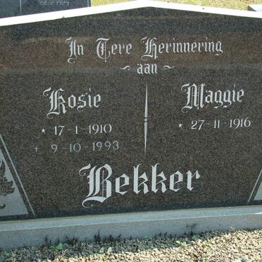 BEKKER Kosie 1910-1993 &amp; Maggie 1916-