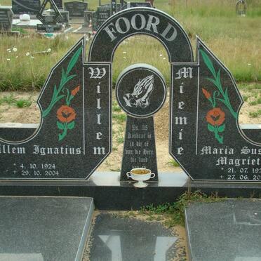 FOORD Willem Ignatius 1924-2004 &amp; Maria Susanna Magrietha 1928-2001