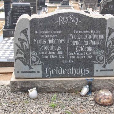 GELDENHUYS Frans Johannes 1880-1956 &amp; Francina Catharina Hendrika Paulina PRINSLOO 1886-1969