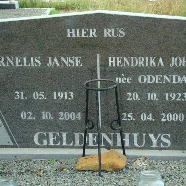 GELDENHUYS Cornelis Janse 1913-2004 &amp; Hendrika Johanna ODENDAAL 1923-2000