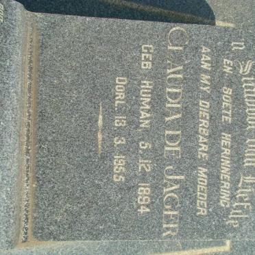 JAGER Claudia, de nee HUMAN 1894-1955