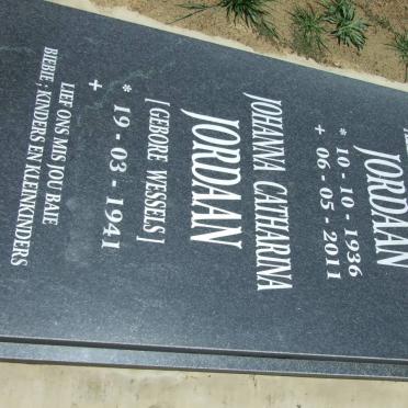 JORDAAN Alexander Floris 1936-2011 &amp; Johanna Catharina WESSELS 1941-