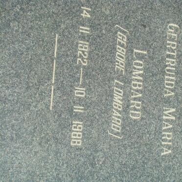LOMBARD Gertruida Maria nee LOMBARD 1922-1988