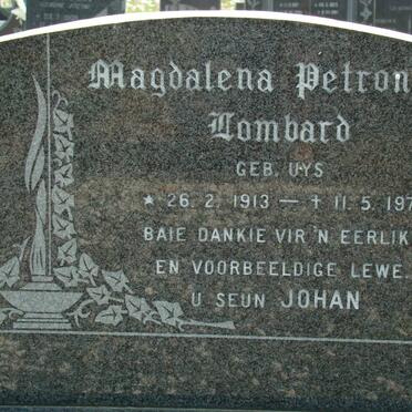 LOMBARD Magdalena Petronella nee UYS 1913-1974