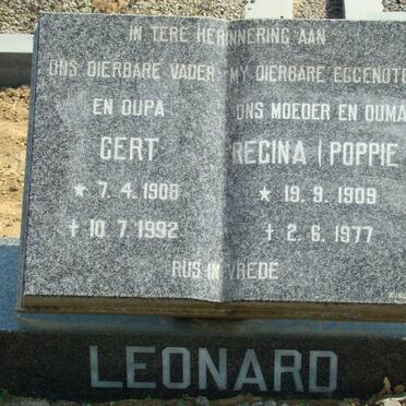 LEONARD Gert 1908-1992 &amp; Regina 1909-1977