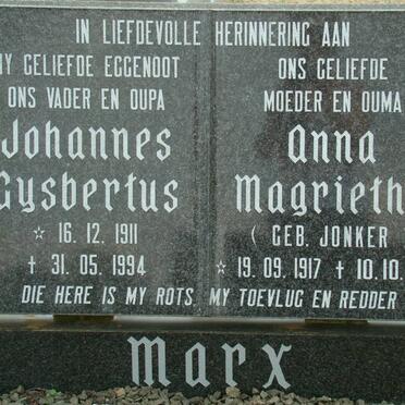 MARX Johannes Gysbertus 1911-1994 &amp; Anna Magrietha JONKER 1917-1997