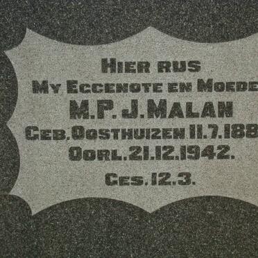 MALAN M.P.J. nee OOSTHUIZEN 1880-1942