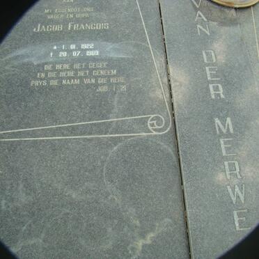 MERWE Jacob Francois, van der 1922-1989