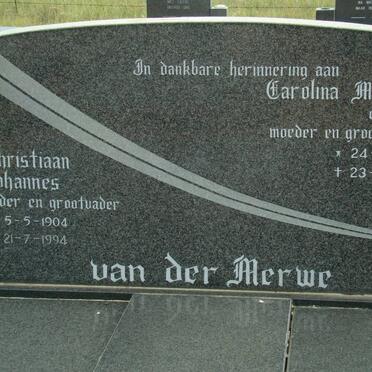 MERWE Christiaan Johannes, van der 1904-1994 &amp; Carolina Marthina 1909-1987