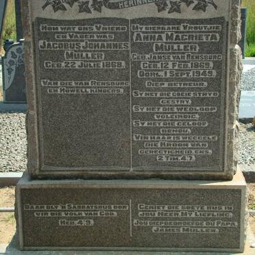 MULLER Jacobus Johannes 1868- &amp; Anna Magrieta JANSE VAN RENSBURG 1869-1949