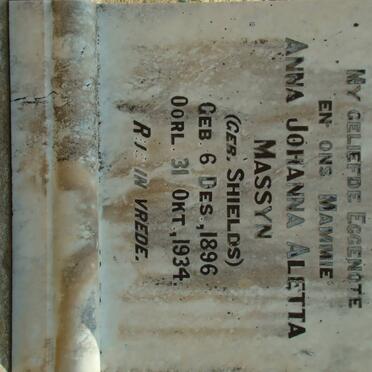 MASSYN Anna Johanna Aletta nee SHIELDS 1896-1934