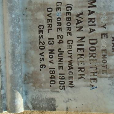 NIEKERK Maria Dorothea, van nee CRUYWAGEN 1905-1940
