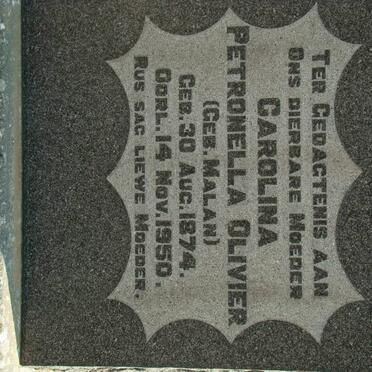 OLIVIER Carolina Petronella nee MALAN 1874-1950