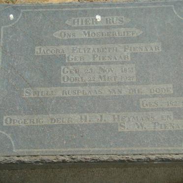 PIENAAR Jacoba Elizabeth nee PIENAAR 1851-1927