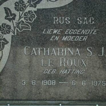 ROUX Catharina S.J., le nee HATTING 1908-1975