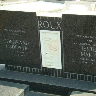 ROUX Coneraad Lodewyk 1888-1979 &amp; Hester Maria DU RANDT 1898-1975