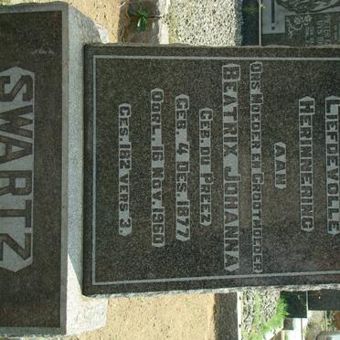 SWARTZ Beatrix Johanna nee DU PREEZ 1877-1960