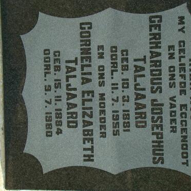 TALJAARD Gerhardus Josephus 1881-1955 &amp; Cornelia Elizabeth 1884-1980