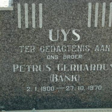 UYS Petrus Gerhardus 1900-1970