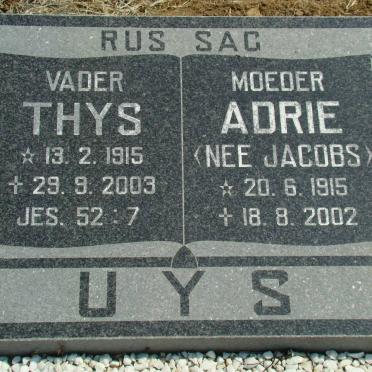 UYS Thys 1915-2003 &amp; Adrie JACOBS 1915-2002