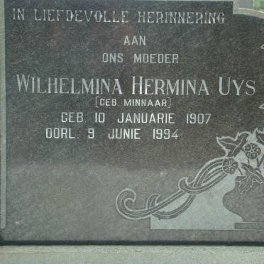 UYS Wilhelmina Hermina nee MINNAAR 1907-1994