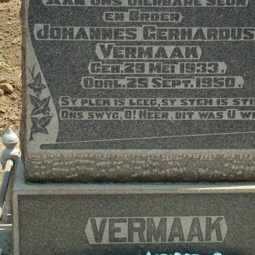 VERMAAK Johannes Gerhardus 1933-1950