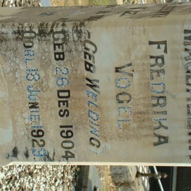 VOGEL Magdalena Fredrika nee WELDING 1904-1929