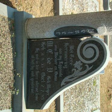 VENTER M.C. de V. nee MEYER 1933-1985