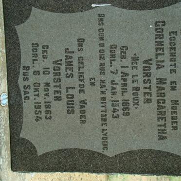 VORSTER James Louis 1863-1954 &amp; Cornelia Margaretha LE ROUX 1869-1943