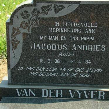 VYVER Jacobus Andries, van der 1936-1984