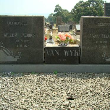 WYK Willem Jacobus, van 1897-1977 &amp; Anna Elizabeth 1911-1968 