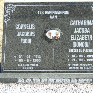 BADENHORST Cornelis Jacobus 1913-2000 &amp; Catharina Jacoba Elizabeth du PLESSIS 1928-1999