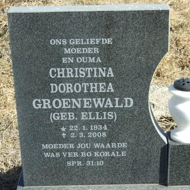 GROENEWALD Christina Dorothea nee ELLIS 1934-2008
