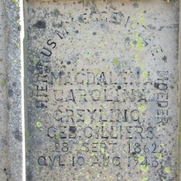 GREYLING Magdalena Carolina nee CILLIERS 1862-1943