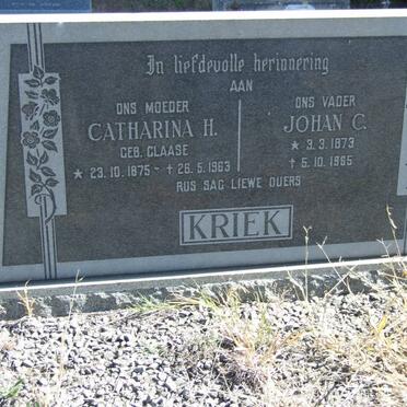 KRIEK Johan C. 1873-1965 &amp; Catharina H. CLAASE 1875-1963