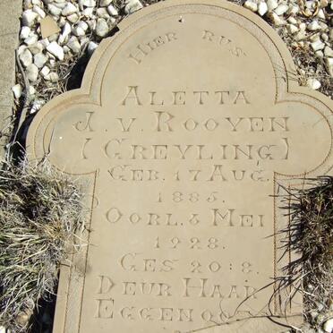 ROOYEN Aletta J., van nee GREYLING 1885-1928