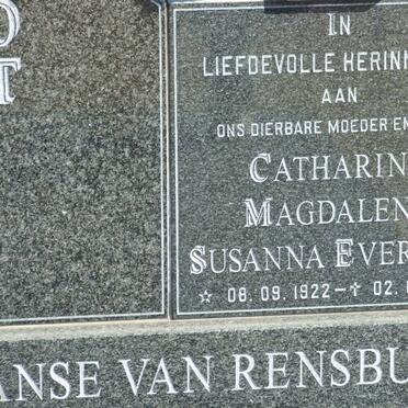 RENSBURG Diederik Johannes Lodewyk , Janse van 1919-1997 &amp; Catharina Magdalena Susanna Evertina 1922-1998