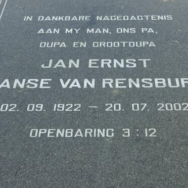 RENSBURG Jan Ernst, Janse van 1922-2002