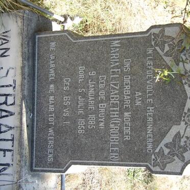 STRAATEN Maria Elizabeth, van  formerly GROBLER nee DE BRUYN 1885-1958