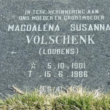 VOLSCHENK Magdalena Susanna nee LOURENS 1901-1986