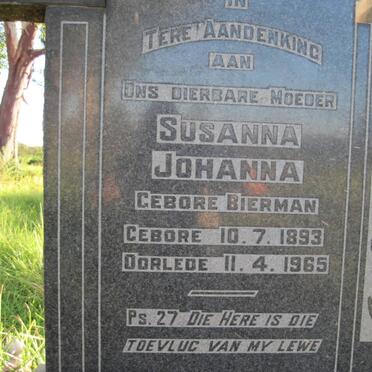 WESTHUIZEN Susanna Johanna, van der nee BIERMAN 1893-1966