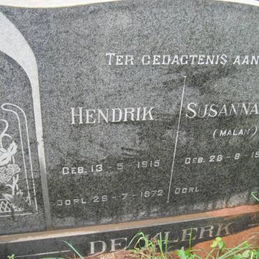 KLERK Hendrik, de 1915-1972 &amp; Susanna C.M. MALAN 1919-