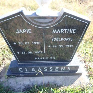 CLAASSENS Japie 1930-2002 &amp; Marthie DELPORT 1939-