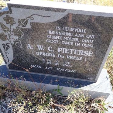 PIETERSE A.W.C. nee DU PREEZ 1911-2000