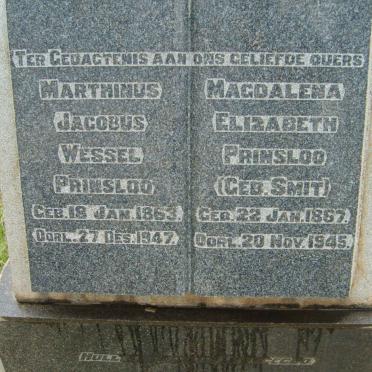 PRINSLOO Marthinus Jacobus Wessel 1863-1947 &amp; Magdalena Elizabeth SMIT 1867-1945