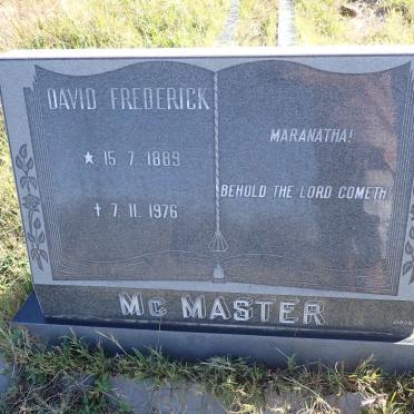 McMASTER David Frederick 1889-1976