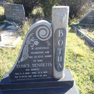 BOTHA Eunice Henrietta nee BOBBERT 1909-1985