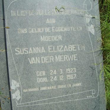 MERWE Susanna Elizabeth, van der 1923-1967