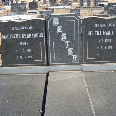 BESTER Mattheus Gerhardus 1939-1991 &amp; Helena Maria HEYNS 1940-
