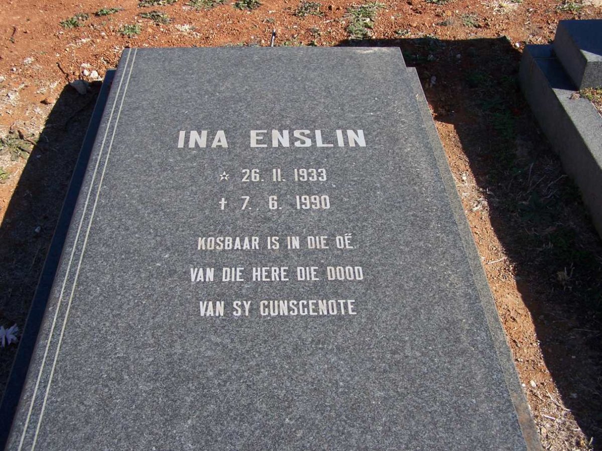 ENSLIN Ina nee CLAASSEN 1933-1990